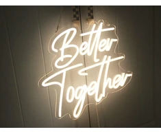 Dakabuka Better Together šiltai baltos spalvos led neoninės vestuvių dekoracijos nuotakoms, sienų dekoracijos, sužadėtuvėms, jubiliejams, su reguliuojamu jungikliu, 5v, maitinamas usb (33 x 30 cm)