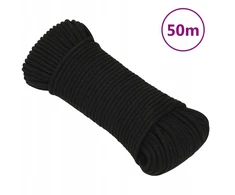 Darbinė virvė, juoda, 5 mm, 50 m, poliesteris