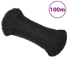 Darbo virvė, juodos spalvos, 6mm, 100m, polipropilenas