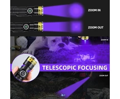 Darkdawn žibintuvėliai uv 395nm šviesos usb įkraunamas ultravioletinis led juodos šviesos žibintuvėlis mini woodsche lempa su priartinimu, detektorius naminių gyvūnų šlapimui, gintarui, urano stiklui, dervos kietinimui, 2 vnt.