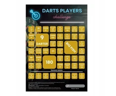 Darts iššūkių kortelė A4 formatu - darteriui. Smiginis, strėlytės, mėtymo strėlytės