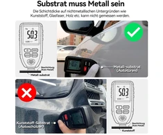 Dažų plėvelės storio matuoklis Rdinscos Automobilio dažų matuoklis Automobilio kėbulo dangos storio matuoklis 0-1300μm Lcd ekranas skirtas geležiai aliuminiui