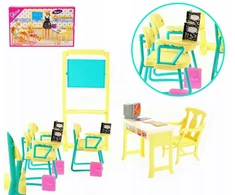DC Educore mokykla lėlėms, klasė, suolai, stalas, lenta, portfelis