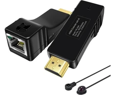 Ddmall Hdmi ilgintuvas per vieną cat5e/cat6/cat7 kabelį su nuotoliniu ir valdymu, 100 m, full hd 1080p, maitinamas usb, lengvas montavimas, be uždelsimo, hdmi siųstuvo imtuvo rinkinys, he-20ir
