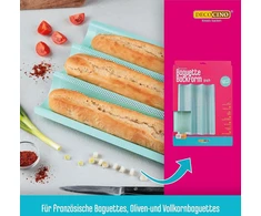 Decocino Baguette kepimo forma 38,5 x 28 cm - Mint Edition - aukštos kokybės kepimo skarda su nelimpančia danga 3 bagetėms kepti - galima plauti indaplovėje