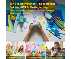Deesospro 8 motyvų skylių rinkinys - skylių rinkinys, pagamintas iš abs ir cinko lydinio, skirtas "pasidaryk pats" amatams, scrapbooking'ui, dovanų kortelėms ir rankdarbių projektams su vaikais