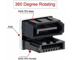 Default Adapteris Sata 7-pin Moteriškas į 7-pin Vyriškas 360° Kampinis