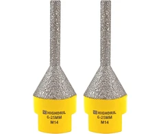 Deimantinis nuožulnos pjoviklis - 2 vnt. Highdril deimantinis įleidžiamas grąžtas, skirtas 6-25 mm (1/4"-1") skylių didinimui, formos pjovimui porceliano keramikos plytelėse, granite, marmure, kvarce