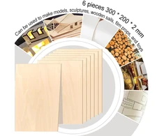 Dejivsin faneros rinkinys, 6 vnt., 300 x 200 x 2 mm, balzos mediena 2 mm, faneros plokštė, liepos faneros medienos plokštės, balzos medienos plokštės lazeriniams projektams, "pasidaryk pats" modeliams, menams ir amatams, paveikslams