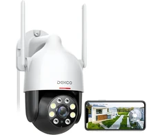 Dekco 2k lauko wifi stebėjimo kamera, 350°/90° pasukama wifi kamera laukui, 3mp wifi kamera su automatiniu sekimu, 30 m naktinis matymas spalvotai, 2 krypčių audio, ip66