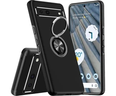 Dėklas Google Pixel 7a su 360° žiedu, juodas