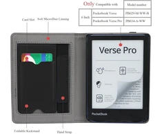 Dėklas Pocketbook Verse/verse Pro 6" su stoveliu, dirželiu, kortelių laikikliu
