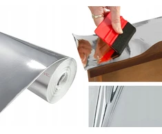 Dekoratyvinė chromo blizgesio Pvc plėvelė baldams, spintelėms, plotis 45 cm