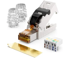 Deleycon 12 x Rj45 jungtis 10 Gbit/s įrankių nereikalaujantis pjovimo terminalas Lsa, skirtas Lan Ethernet instaliaciniam kabeliui - tinklo kabeliui Cat6a Cat7 Cat7a Cat8 Poe kabelis ekranuotas metalinis korpusas
