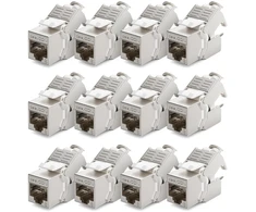 Deleycon 12x Cat 8 keystone lizdo modulis, tinklo kabelis, idealus Cat8 Cat7 Cat7a instaliaciniam kabeliui, Stp ekranavimas, Rj45 lizdas, tinklo patch panelis, keystone laikiklio prailginimas