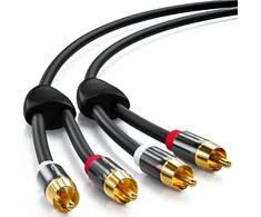 Deleycon 1m cinch kabelis stereo audio cinch rca kabelis 2x cinch kištukai į 2x cinch kištukus hifi sistemos hifi imtuvai namų kinas blu ray grotuvai - juodas