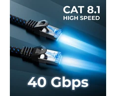 Deleycon Cat 8 tinklo kabelis 5m, 40 Gbit/s, Rj45, juodas