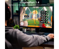 Deleycon Displayport 1.4 Kabelis 1m - 8k@60hz, 4k@165hz, Hdr