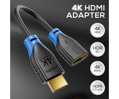 Deleycon hdmi prailginimo laidas, skirtas tv stick – hdmi adapterio kabelis, skirtas roku chromecast transliacijai – 4k 60hz hdr10+ televizoriui, monitoriui, projektoriui, nešiojamam kompiuteriui, pc 10 cm trumpas – juodas mėlynas