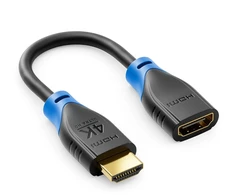 Deleycon hdmi prailginimo laidas, skirtas tv stick – hdmi adapterio kabelis, skirtas roku chromecast transliacijai – 4k 60hz hdr10+ televizoriui, monitoriui, projektoriui, nešiojamam kompiuteriui, pc 10 cm trumpas – juodas mėlynas