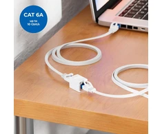 Deleycon Rj45 jungtis, 4 vnt. (10 Gbps) Lan kabelio ilgiklis, tinklo kabelio ethernet adapteris, suderinamas su Cat8, Cat7, Cat6, Cat5 patch kabeliu Lan Dsl Poe 2x Rj45 lizdas - baltas