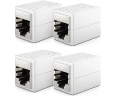 Deleycon Rj45 jungtis, 4 vnt. (10 Gbps) Lan kabelio ilgiklis, tinklo kabelio ethernet adapteris, suderinamas su Cat8, Cat7, Cat6, Cat5 patch kabeliu Lan Dsl Poe 2x Rj45 lizdas - baltas