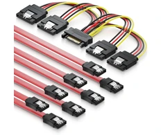 Deleycon Sata kabelių rinkinys 4x Sata Iii kabelis su tiesia jungtimi + maitinimo adapterio kabelis - Ssd Hdd kietasis diskas