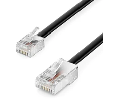 Deleycon telefono kabelis, Rj11 į Rj45 modulinis plokščias kabelis, Rj11 kištukas į Rj45 tinklo kištuką, telefono lizdas, modemas, maršrutizatorius, faksas, Isdn, Dsl, Vdsl, internetas, 15 m, juodas