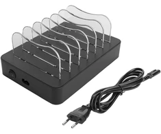 Deltaco Usb įkrovimo stotelė, 5 prievadai, Usb-a + 1 Usb-c prievadas (be laido) (juoda)