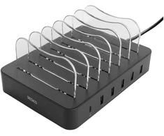 Deltaco Usb įkrovimo stotelė, 5 prievadai, Usb-a + 1 Usb-c prievadas (be laido) (juoda)