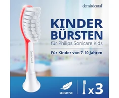 Demirdental vaikiškos galvutės, skirtos Philips Sonicare vaikų sonic dantų šepetėliams nuo 7 iki 10 metų, atitinka Hx6043 Hx6044, 3 vnt., raudonos