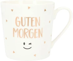 Depesche 5909-052 puodelis su rankena, porcelianinis puodelis, 300 ml, su vokišku tekstu "guten Morgen"