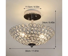 Depuley modernus krištolinis sietynas, lubinis šviestuvas miegamajam, E14, skaidrus ir sidabrinis, skersmuo 30 cm, tinkamas prieškambariui, svetainei, laiptams, virtuvei - lemputė neįtraukta