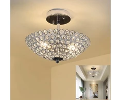 Depuley modernus krištolinis sietynas, lubinis šviestuvas miegamajam, E14, skaidrus ir sidabrinis, skersmuo 30 cm, tinkamas prieškambariui, svetainei, laiptams, virtuvei - lemputė neįtraukta