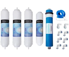 Depurtek 5 pakopų atvirkštinio osmoso membrana ir 4 filtrai 50 gpd tfc išankstinis/galinis filtras, suderinamas su genius compact osmoso geriamojo vandens čiaupu