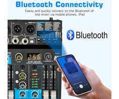 Depusheng profesionalus audio mikšeris su skaitmeniniu fx 256 bitų dsp usb bluetooth mp3 kompiuterinis dj mikšeris 5 kanalų įvesties sąsaja su 48v fantominiu maitinimu, skirtas pc įrašymui, tiesioginei transliacijai, karaoke