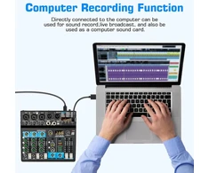 Depusheng profesionalus audio mikšeris su skaitmeniniu fx 256 bitų dsp usb bluetooth mp3 kompiuterinis dj mikšeris 5 kanalų įvesties sąsaja su 48v fantominiu maitinimu, skirtas pc įrašymui, tiesioginei transliacijai, karaoke