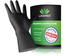 Dermatest Lavamed medvilninės juodos apsauginės pirštinės 100% gryna medvilnė (6, S)