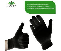 Dermatest Lavamed medvilninės juodos apsauginės pirštinės 100% gryna medvilnė (6, S)