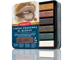 Derwent Xl anglies blokelių rinkinys, 6 vnt., 60 mm itin platūs spalvinimo pieštukai, tirpūs vandenyje, idealūs eskizams, piešimui ir ekspresyviam piešimui, profesionali kokybė pieštukų dėžutėje 2306177