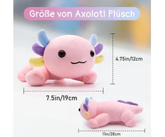 Desdfcer Axolotl pliušinis žaislas, mielas Axolotl minkštas žaislas, rožinis Axolotl pliušinis pagalvėlės žaislas, Axolotl pagalvėlės lėlė, dovana vaikams, mergaitėms, berniukams, Helovinui, Kalėdoms