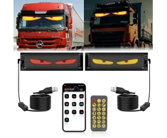 Pakabinamas šviestuvas Devil Eyes lemputės automobiliams Led akys sunkvežimiams, Led programuojamas ekranas bėgantis ženklas apšviestas ženklas automobiliui, sunkvežimiui, verslui, barui, reklamai, su Bluetooth programėlės valdymu, 2 vnt.