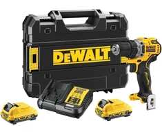 Dewalt Dcd701d2 12 V akumuliatorinis gręžtuvas (bešepetėlinis variklis, 15 sukimo momento lygių reguliavimas, 2 greičių pilnai metalinė pavarų dėžė, komplekte 2x 12v 2ah ličio jonų akumuliatoriai, įkroviklis, diržo spaustukas, T-stak dėžė)