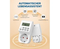 Dewenwils skaitmeninis laikmačio lizdas, elektroninis laikmatis su 20 konfigūruojamų perjungimo programų, Lcd ekranas lempoms, kalėdinėms lemputėms ir buitiniams prietaisams (16a, 3840 W).