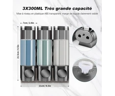 Dhnvcud 3 x 300ml sieninis gelio dozatorius muilo dozatoriaus buteliukas dozatoriaus buteliukas sienai be gręžimo kriauklei vonios kambario dušo želė šampūnas losjonas virtuvei ir vonios kambariui