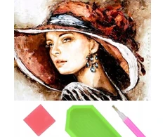 Diamond embroidery woman in a hat diamond painting mosaic 5d set