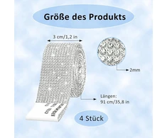 Diamond lipni juosta, 4 ritinėliai krištolinių kalnų krištolo lipdukų, 91 x 3 cm lipnūs blizgučių kalnų krištolo brangakmenių lipdukai, sidabriniai, "pasidaryk pats" dekoravimo lipdukai, dovanų dekoravimui