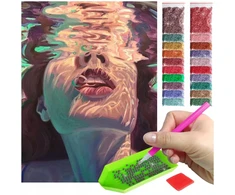 Diamond mozaika diamond painting 5d moteris po vandeniu romantiška
