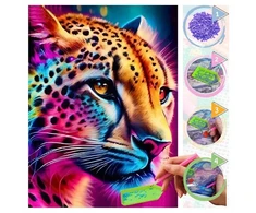 Diamond painting 5d deimantinė mozaika vaikams, rinkinys gepardas