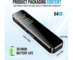 Dictaphone Mini 64 Gb, diktofonas, skaitmeninis balso įrašymo įrenginys su triukšmo mažinimu, skaitmeninis balso įrašymo įrenginys su atkūrimu konferencijoms, kursams